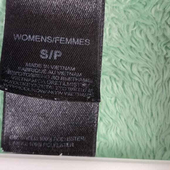 The North Face Ladies Fleece Fuzzy Coat Jacket Green w/Blue Lettering Sz S Cozy - Picture 4 of 7